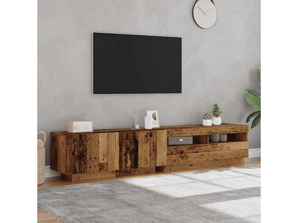 Móvel de TV com luzes LED derivados de madeira madeira velha