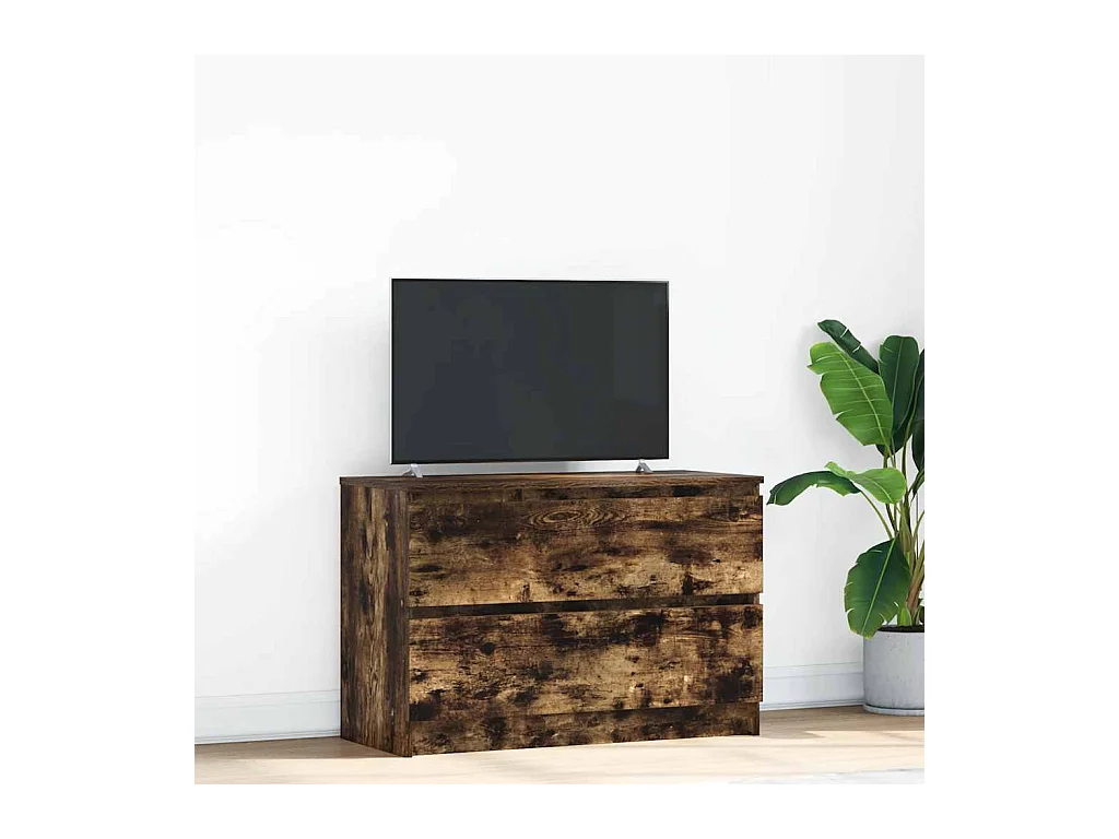 Mueble de TV de roble ahumado 80x35x54 cm Madera de ingeniería