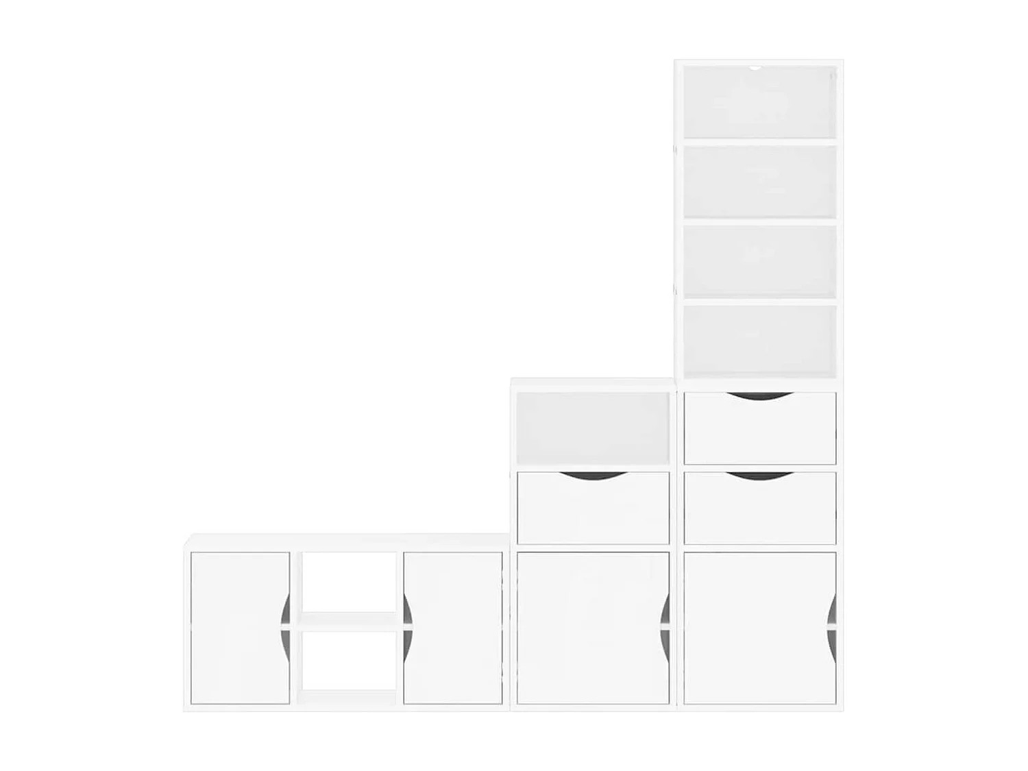 Meubles TV 4 pièces avec rangement ODDA blanc bois de pin massif