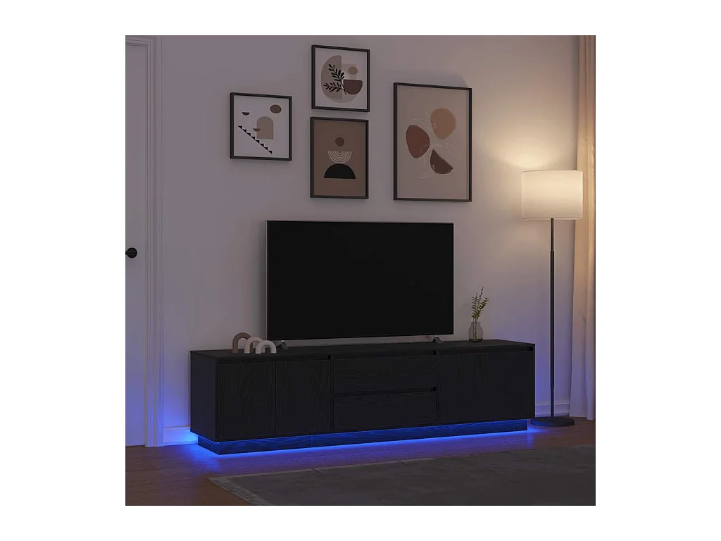 Meuble TV avec lumières LED chêne noir 193,5x41x50 cm