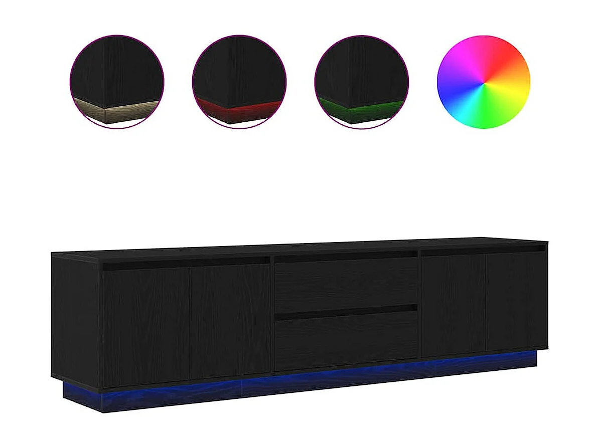 Meuble TV avec lumières LED chêne noir 193,5x41x50 cm