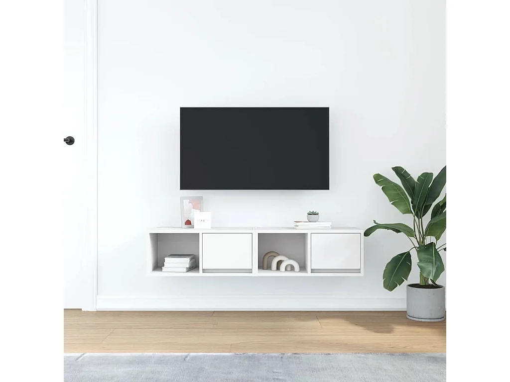 Meubles TV 2 pièces blanc 60x31x25,5 cm bois d'ingénierie