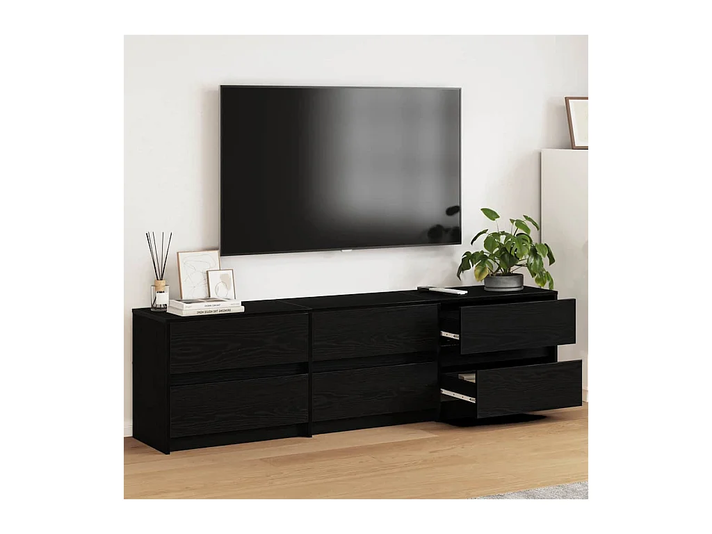 Meuble TV avec tiroir Noir 182 x 34 x 50 cm Bois d'ingénierie