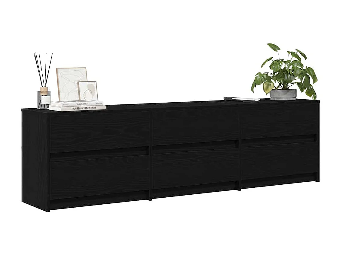 Meuble TV avec tiroir Noir 182 x 34 x 50 cm Bois d'ingénierie