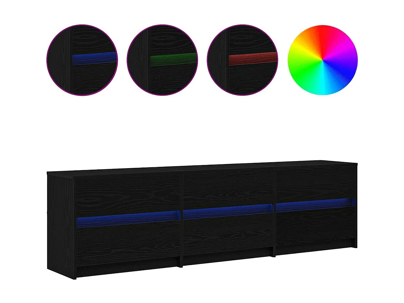 Meuble TV avec tiroir Noir 182 x 34 x 50 cm Bois d'ingénierie