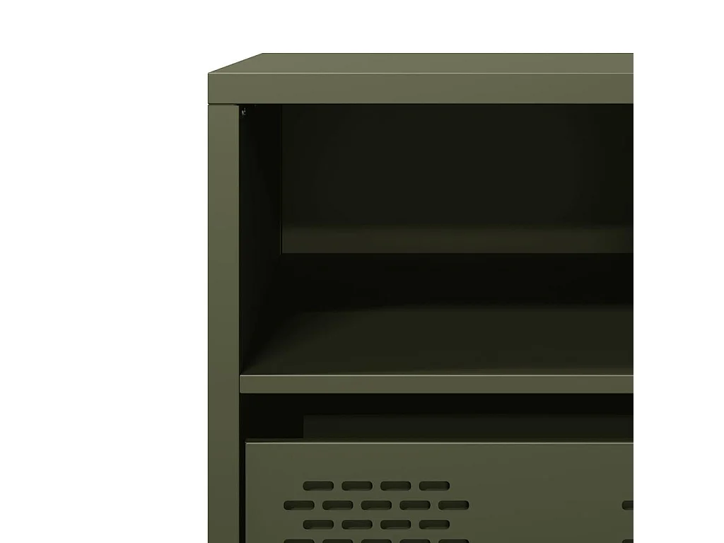 Meuble TV vert olive 101,5x39x43,5 cm acier laminé à froid