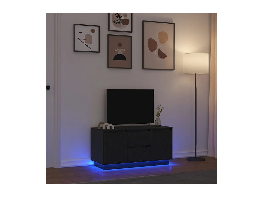 Meuble TV avec lumières LED chêne noir 100x41x50 cm