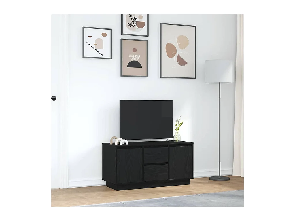 Meuble TV avec lumières LED chêne noir 100x41x50 cm