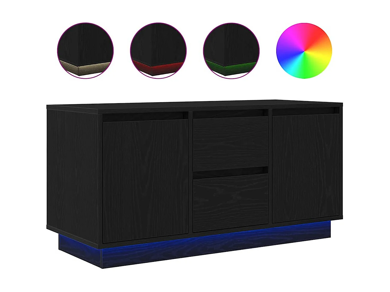 Meuble TV avec lumières LED chêne noir 100x41x50 cm