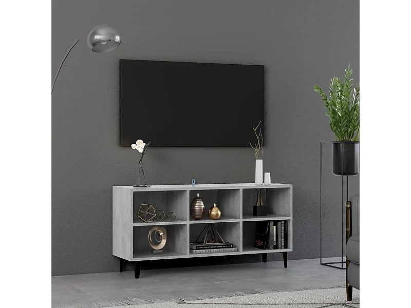 Meuble TV avec pieds en métal Gris béton 103,5x30x50 cm
