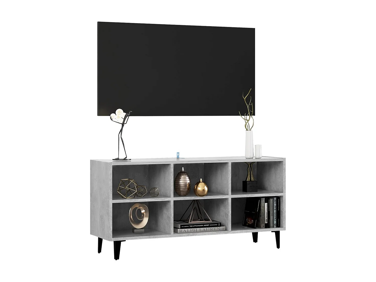 Meuble TV avec pieds en métal Gris béton 103,5x30x50 cm
