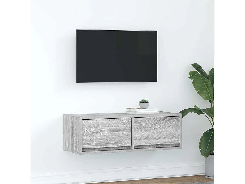 Meuble TV sonoma gris 80x31x25,5 cm bois d'ingénierie