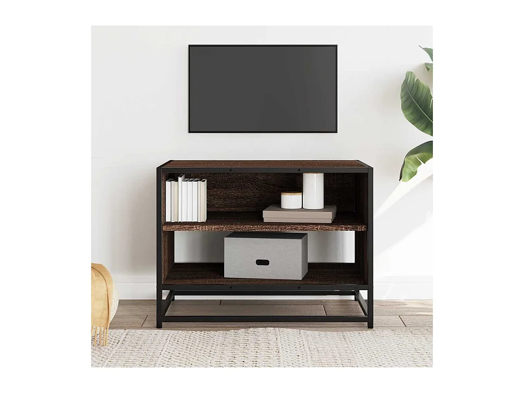 Mueble TV metal y madera ingeniería marrón roble 61x40x46 cm