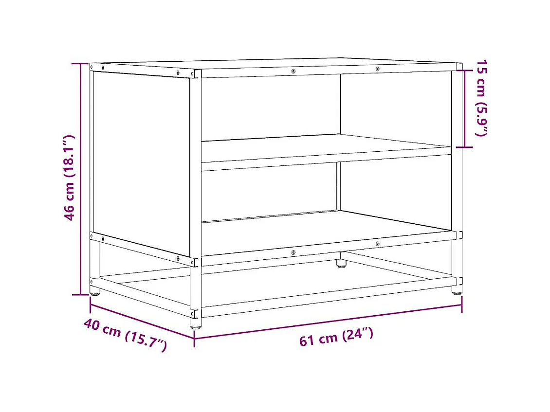 Mueble TV metal y madera ingeniería marrón roble 61x40x46 cm