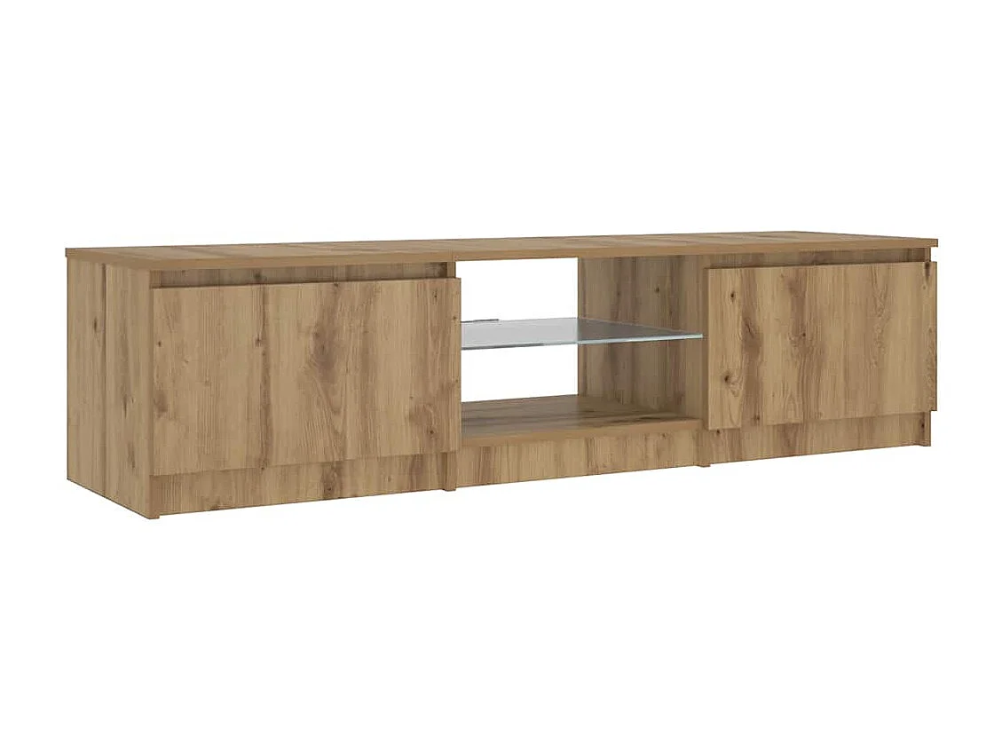 Meuble TV avec lumières LED chêne artisanal bois d'ingénierie