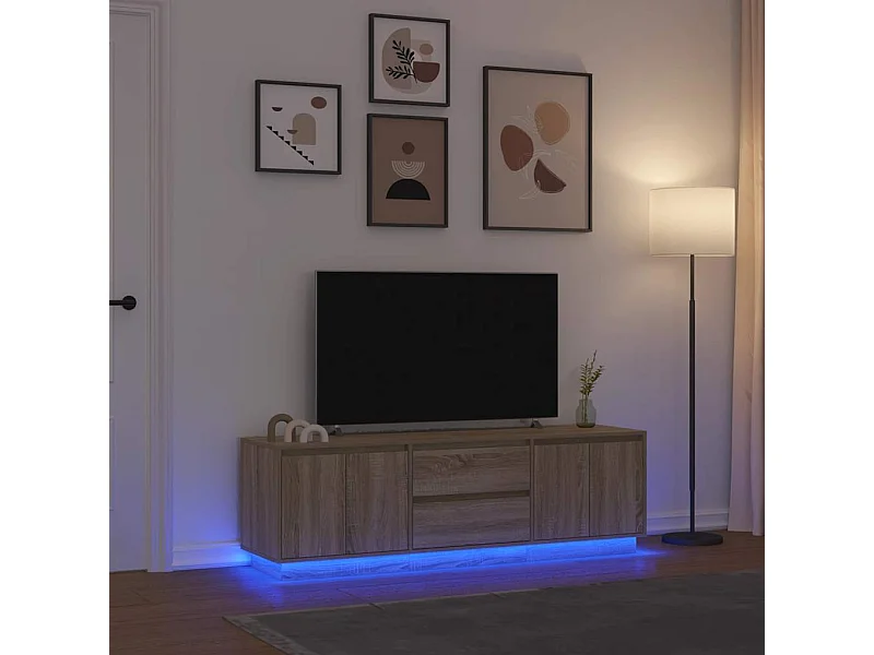 Móvel de TV com luzes LED 160,5x41x50 cm carvalho sonoma