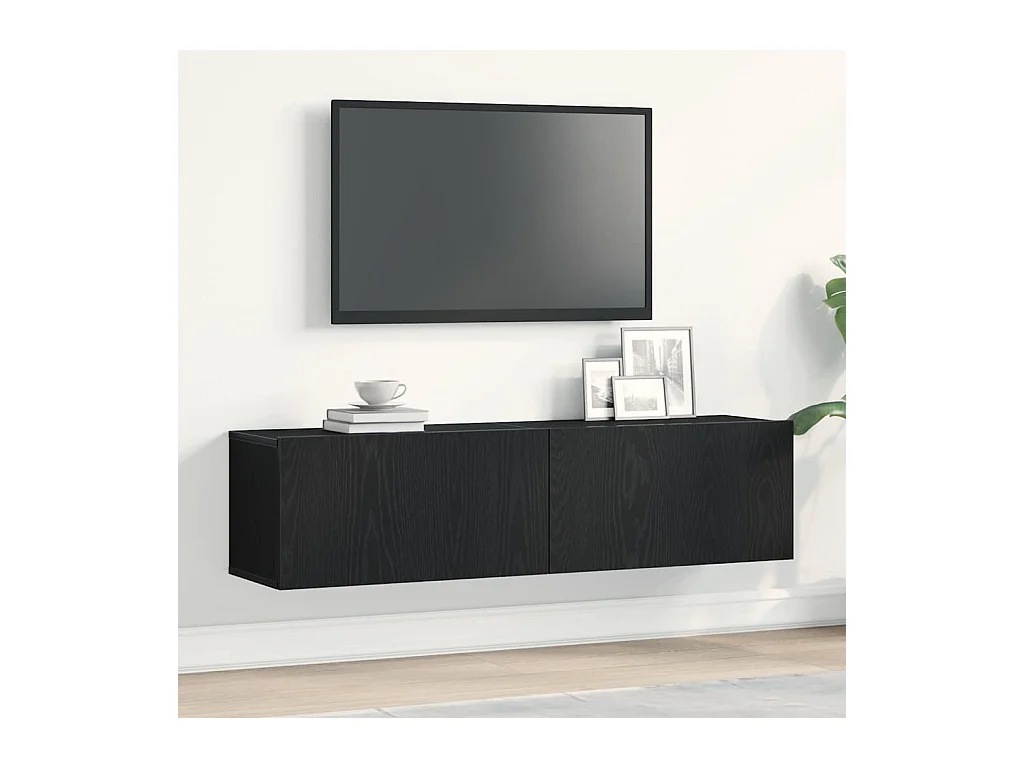 Meuble TV chêne noir 120x30x30,5 cm bois d'ingénierie