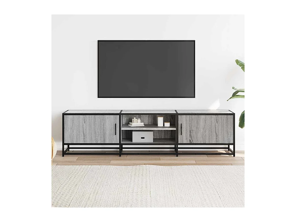 Meuble TV sonoma gris 160x35x41 cm bois d'ingénierie et métal