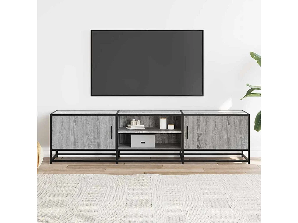 Meuble TV sonoma gris 160x35x41 cm bois d'ingénierie et métal