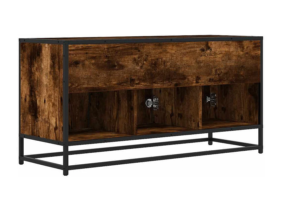 Mueble TV metal y madera ingeniería roble humo 100x35x50 cm