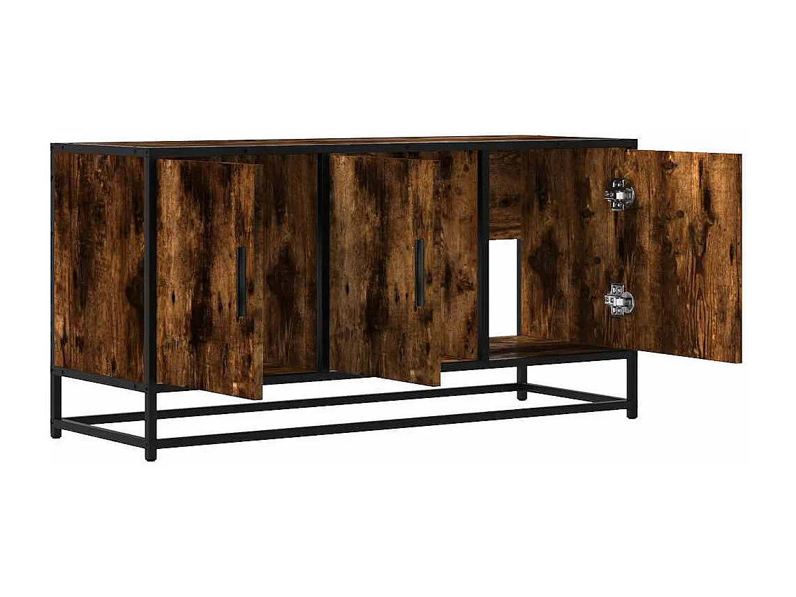 Mueble TV metal y madera ingeniería roble humo 100x35x50 cm