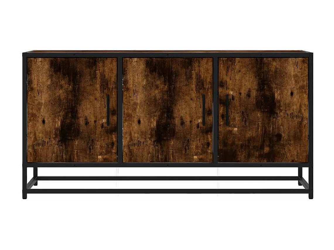 Meuble TV chêne fumé 100x35x50 cm bois d'ingénierie et métal