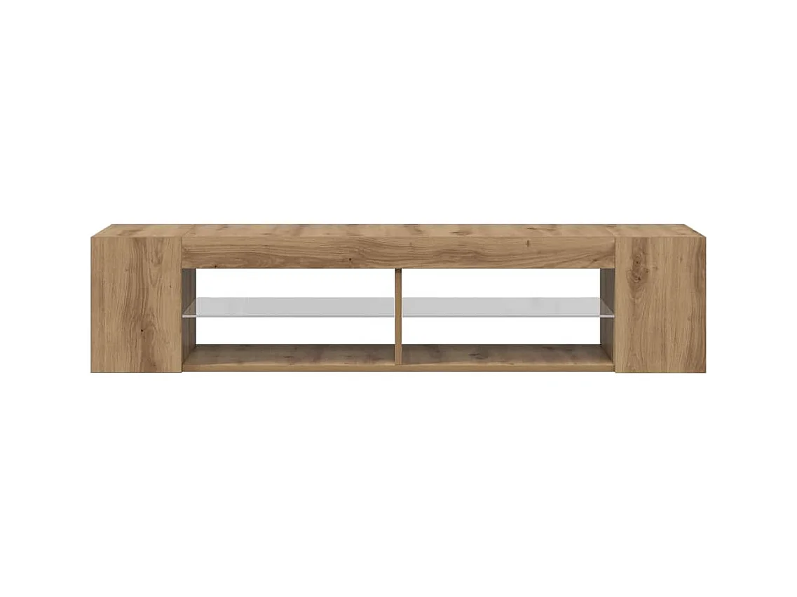 Meuble TV avec lumières LED chêne artisanal bois d'ingénierie