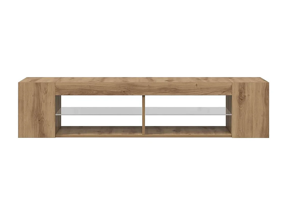 Meuble TV avec lumières LED chêne artisanal bois d'ingénierie