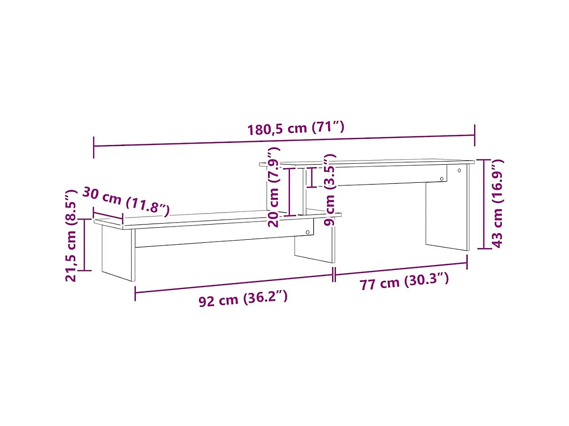 Meuble TV Bois ancien 180 x 30 x 43 cm Bois d'ingénierie