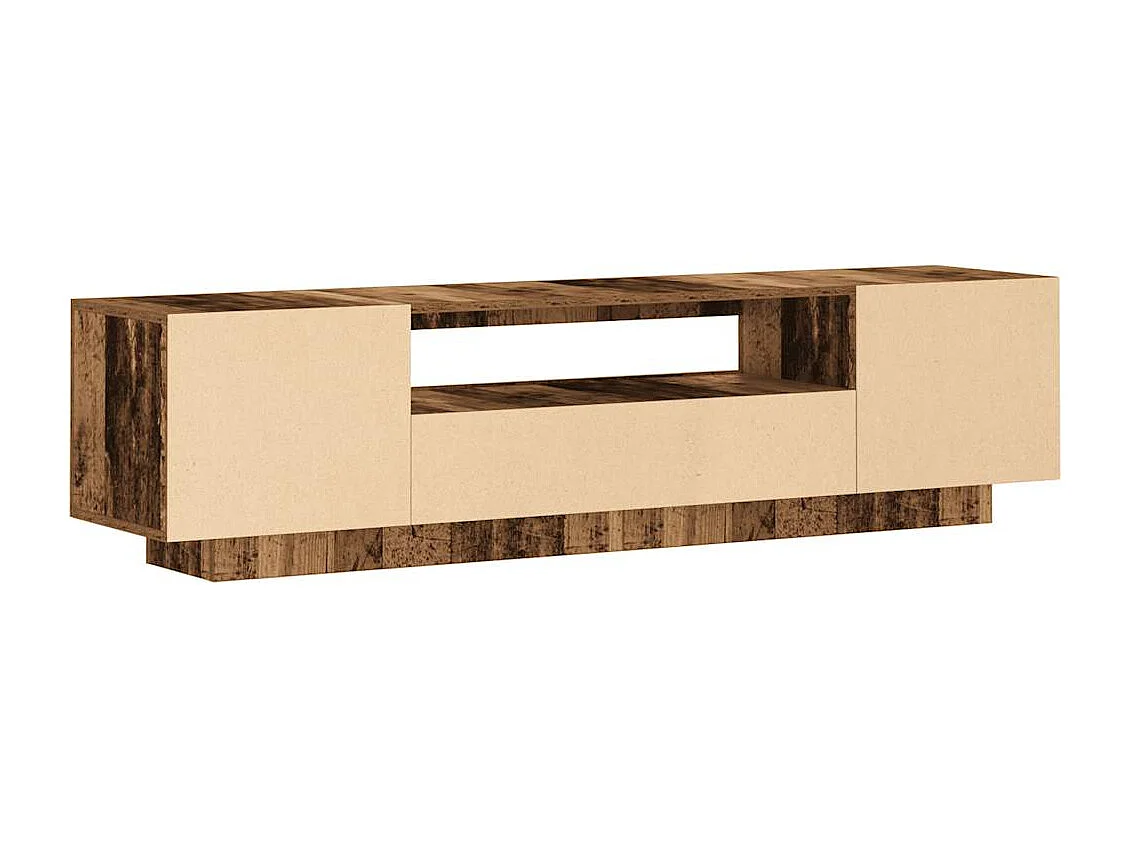 Meuble TV avec lumières LED vieux bois bois d'ingénierie