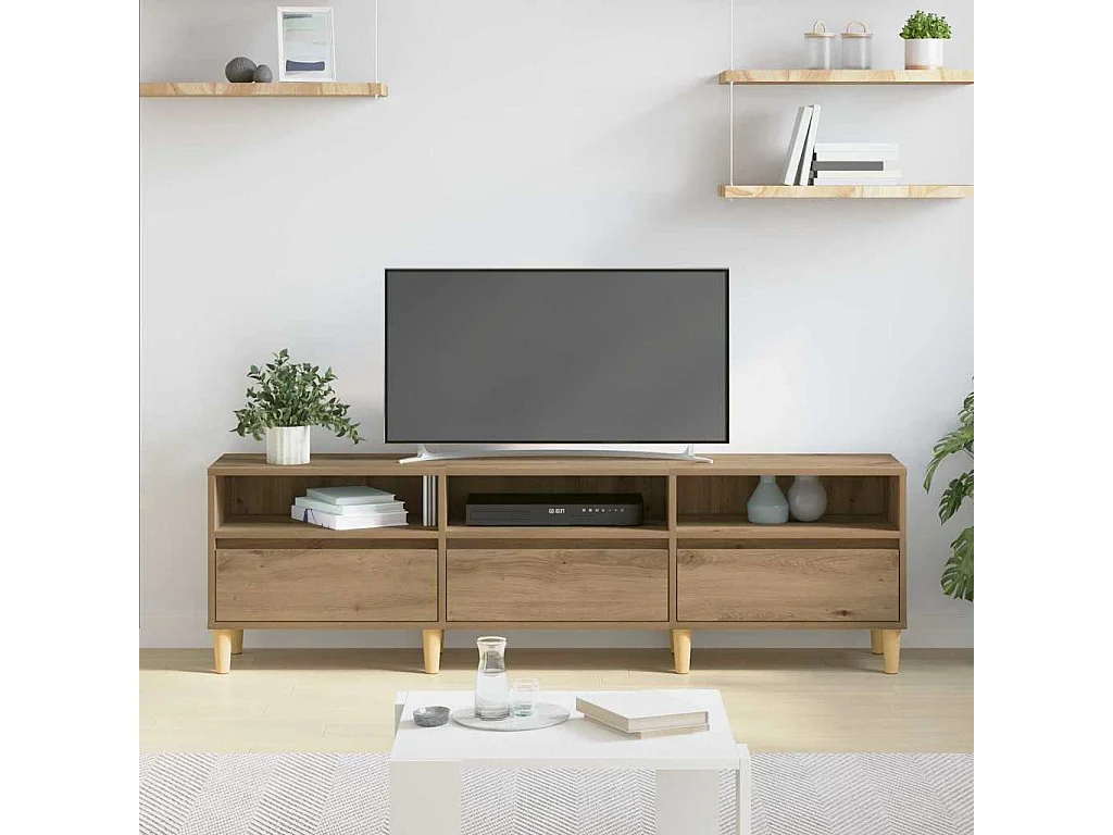 Meuble TV chêne artisanal 150 x 30 x 45 cm Bois d'ingénierie
