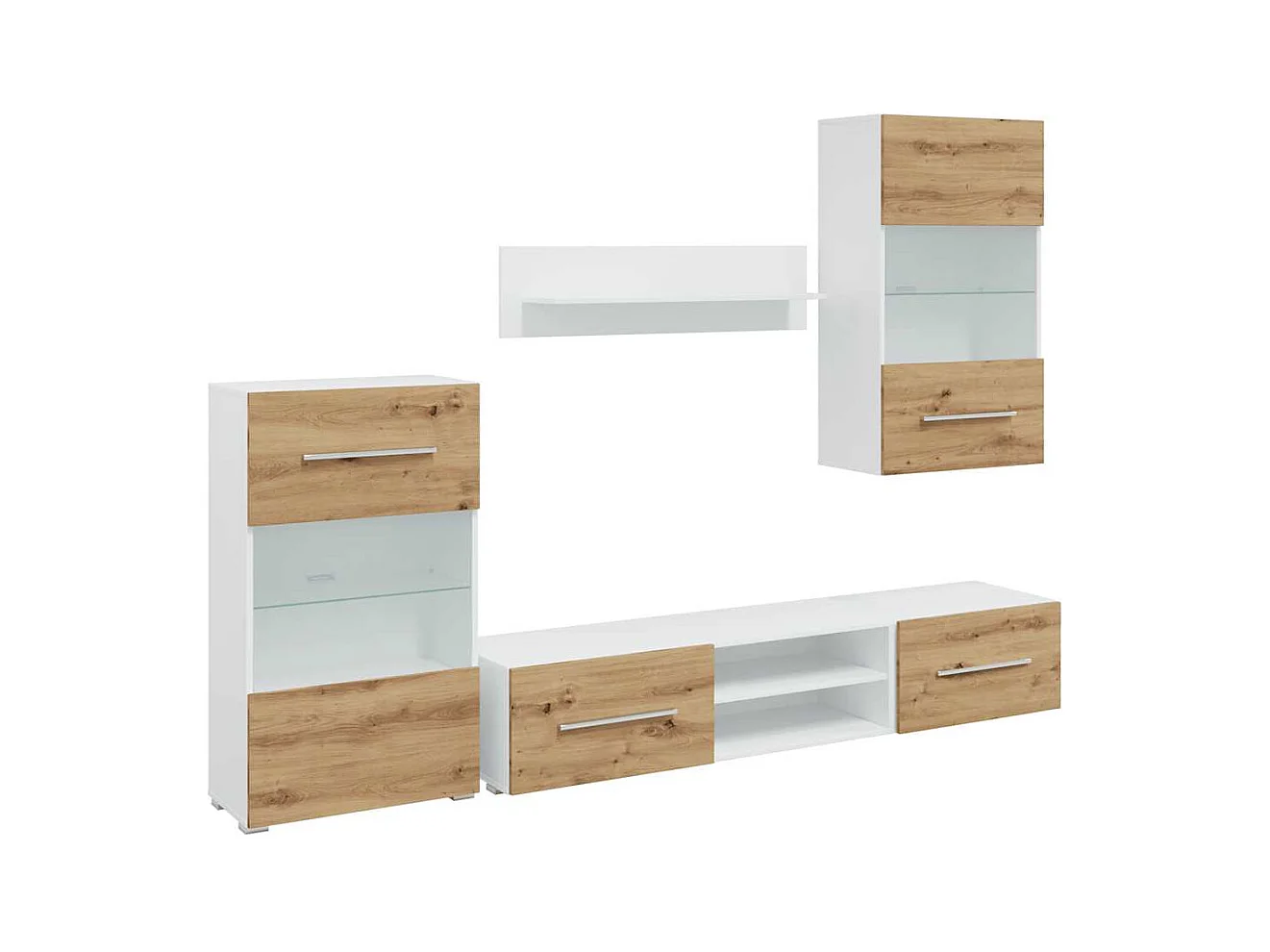 Meubles TV et lumière LED 5 pièces chêne artisanal bois ingénierie