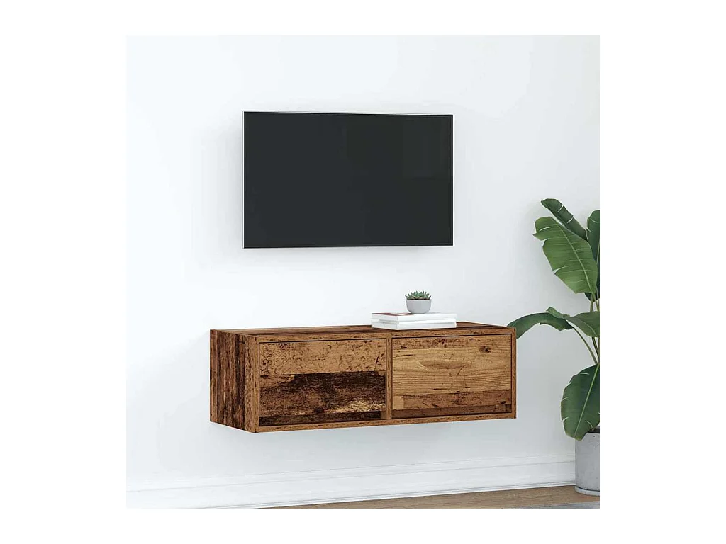 TV-meubel 80x31x25,5 cm bewerkt hout oud houtkleurig