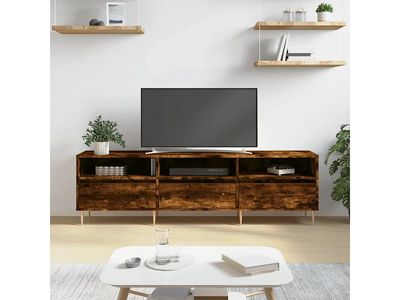 Mueble de TV madera contrachapada roble ahumado 150x30x44,5 cm