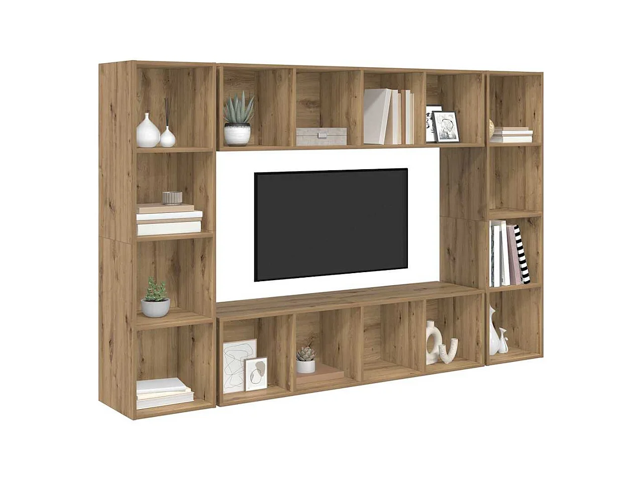 Meuble TV 4 pièces Marron 37 x 37 x 142.5 cm Bois d'ingénierie