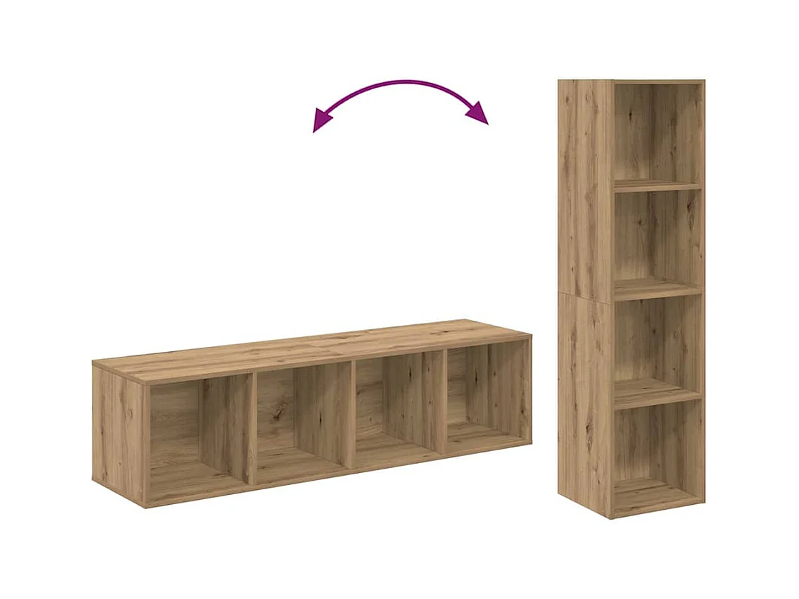 Meuble TV 4 pièces Marron 37 x 37 x 142.5 cm Bois d'ingénierie