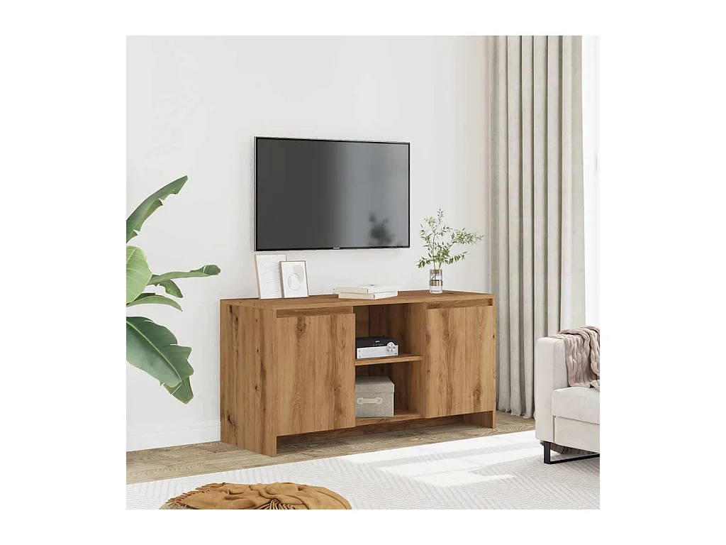 Meuble TV chêne artisanal 102x37,5x52,5 cm bois d'ingénierie