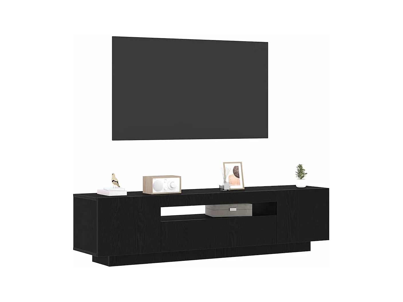 Meuble TV Noir 160 x 35 x 40 cm Bois d'ingénierie