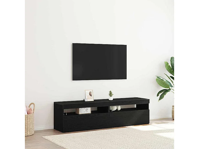 Gabinete de TV 2 pcs Negro 75 x 35 x 40 cm Madera contrachapada