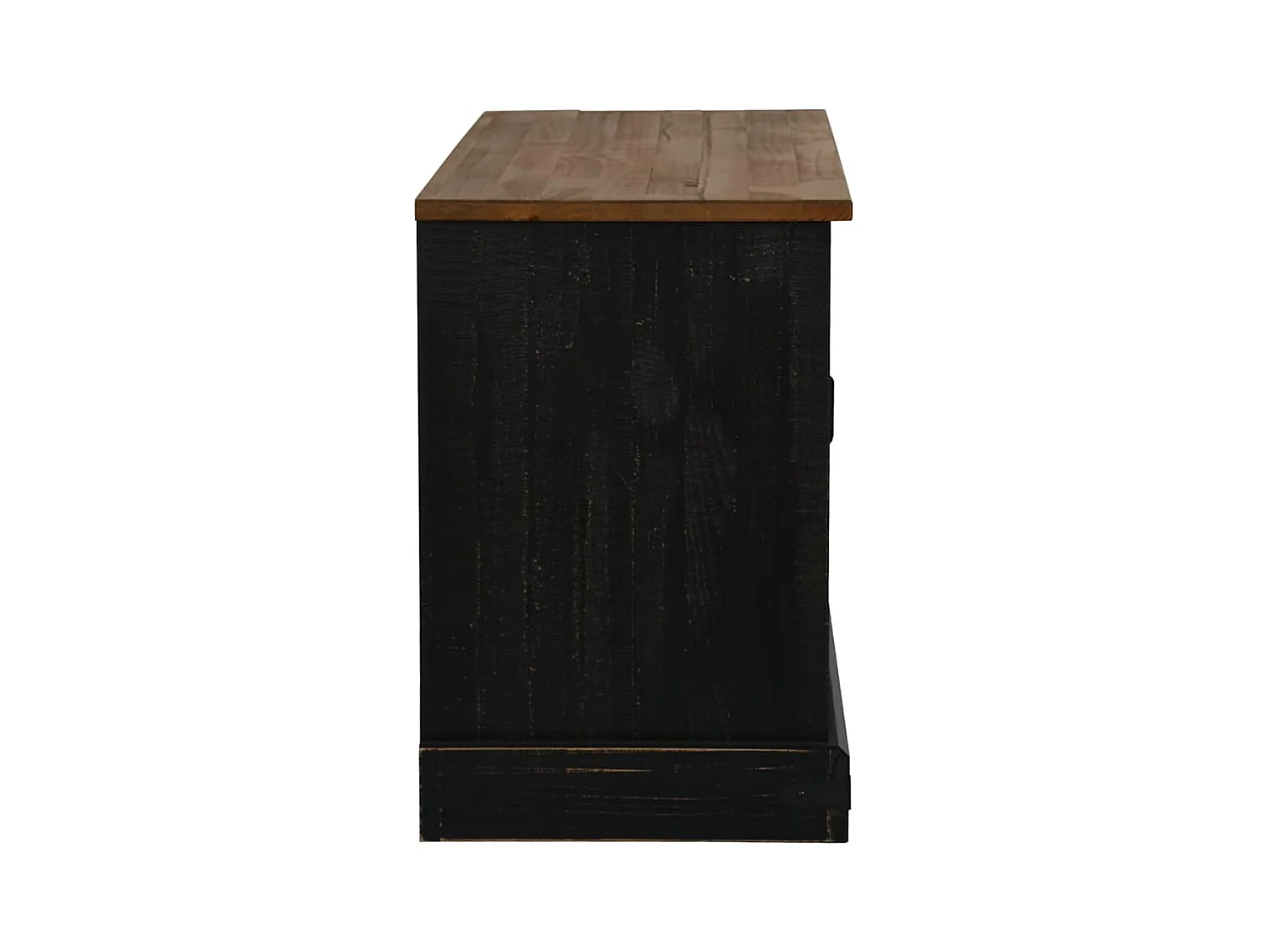 Meuble TV HALDEN porte coulissante noir 110x40x60cm bois massif