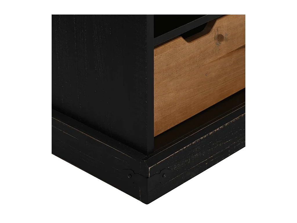 Meuble TV HALDEN porte coulissante noir 110x40x60cm bois massif
