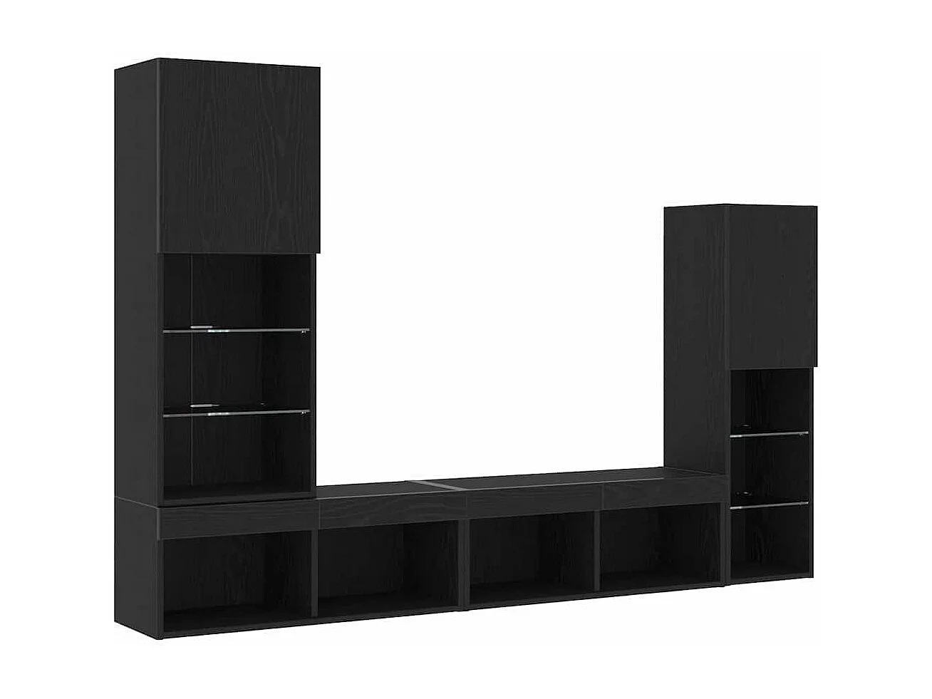 Gabinete para TV 4 peças Carvalho preto 40.5 x 30 x 102 cm