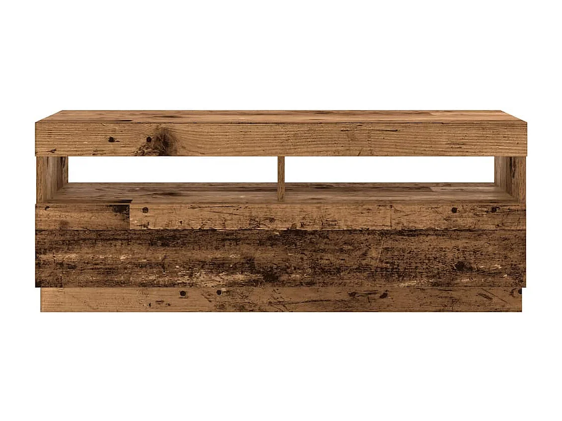 Meuble TV avec lumières LED vieux bois bois d'ingénierie