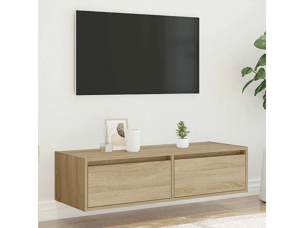 Meuble TV avec lumières LED chêne sonoma 100X35,5x25 cm