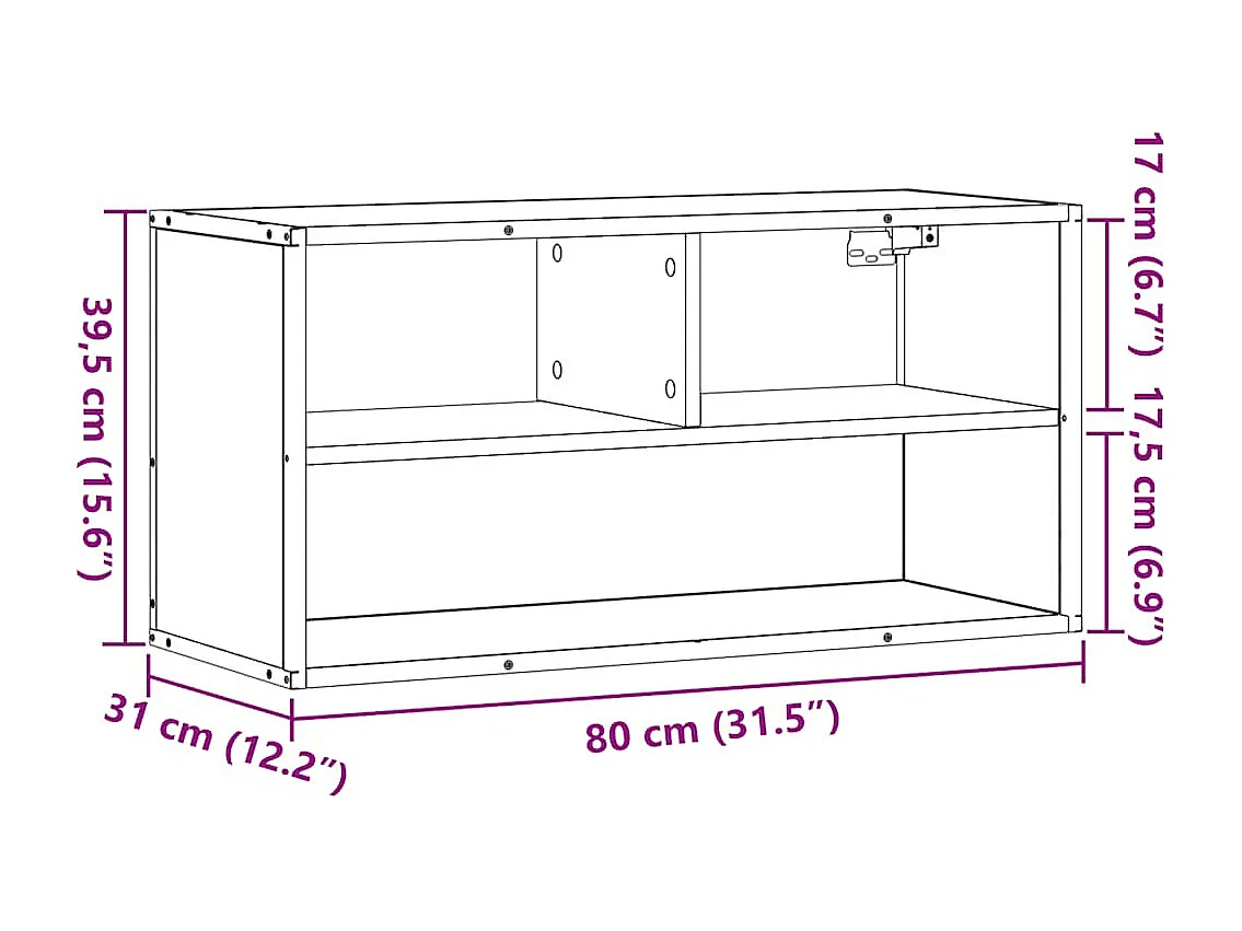 Meuble TV sonoma gris 80x31x39,5 cm bois d'ingénierie et métal