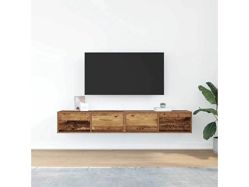 Meubles TV 2 pièces vieux bois 80x31x25,5 cm bois d'ingénierie