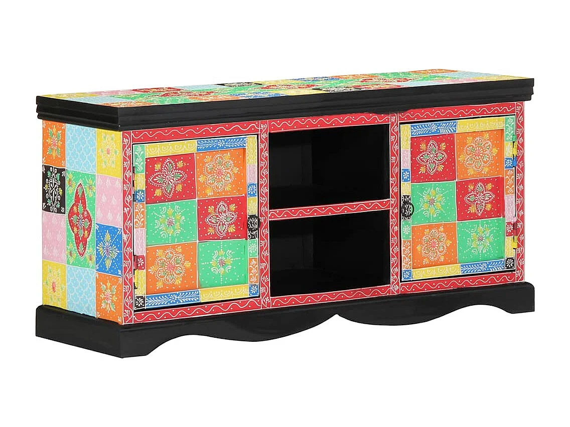 Meuble TV Multicolore 100 x 35 x 50 cm Bois de manguier massif