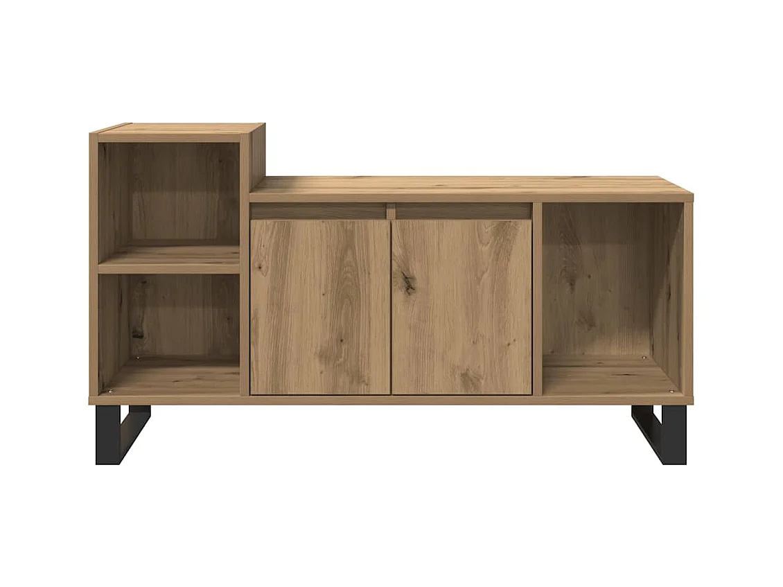 Meuble TV chêne artisanal 100x35x55 cm bois d'ingénierie
