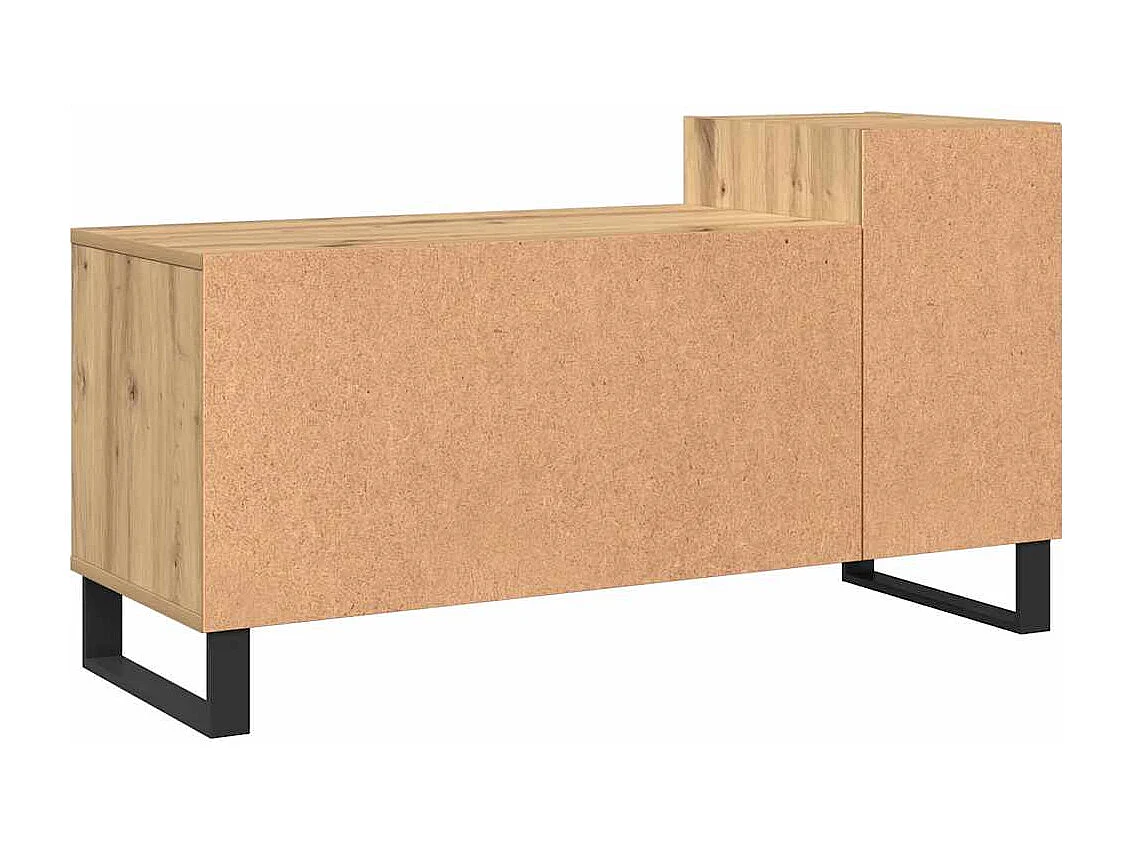 Meuble TV chêne artisanal 100x35x55 cm bois d'ingénierie