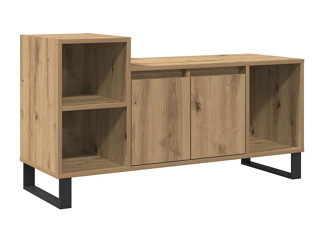 Meuble TV chêne artisanal 100x35x55 cm bois d'ingénierie